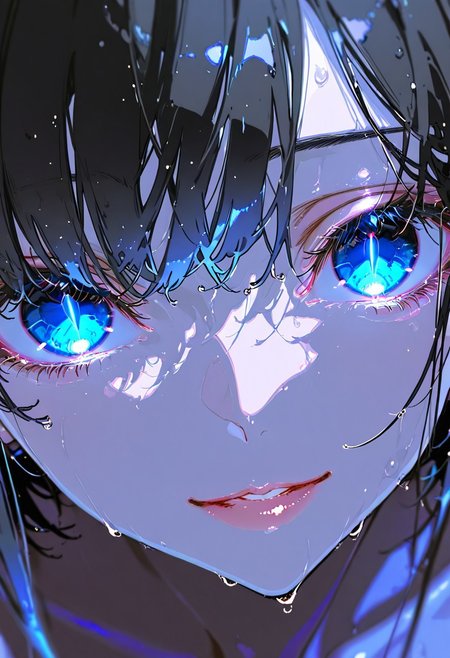 masterpiece, best quality, good quality, newest, highres, absurdres, uncensored,
BREAK 
detail background, very awa, absolutely eye-catching, (beautiful face), 
BREAK
amazing quality, best quality, ultra-detailed, 8K, illustration, CG, ultra-detailed-eyes, cute girl, eyelashes
BREAK
(sexy, slutty, hot, aroused) (only girl, solo foucus)
BREAK 
parted lips, puffy lips, smile, seductive expression, wet hair, wet, from above, blurry foreground, 
BREAK 
perfect composition, solo, 1girl, extreme eye close up, eye focus, eye reflection, wide eyed, eyelashes, blank stare, (looking at viewer), eye focus, light smile
BREAK
professional lighting, , Photorealistic, source_real, 8k, night, blurry background, sharp focus, (extreme close:2.0), blue eyes, glowing eyes, slit pupils, black hair, perfect nose,
(by yoneyama mai, rolua, roitz \( roitz \):1.25), colored lines, (ONE EYE FOCUS)