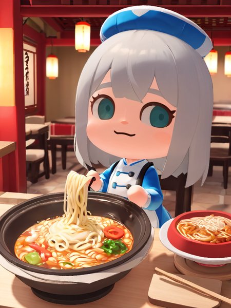 <lora:dongsen_xl:1>,chibi,3D,1girl,Alice,having noodles, chinese traditional restaurant, .masterpiece, best quality, highres, delicate details,...