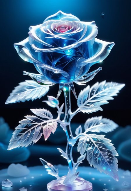 a Rose made out of Jed-Blmicry,  <lora:BioIceCrystalStyle-000006:0.7>, masterpiece, full of details,