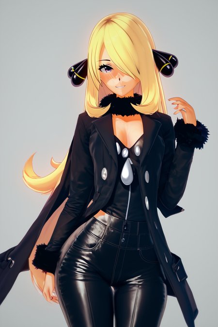 score_9, score_8_up, score_8, medium breasts, (curvy), cute, eyelashes,       BREAK, , BREAK, <lora:CynthiaPokemonPDXL:0.8>, zzCynthia, solo, 1girl,  blonde, long hair, black coat, black pants,, <lora:Koikatsu_PDXL:0.8>, , BREAK,  smile, looking at viewer, cowboy shot,  embedding:zPDXL, Expressiveh, <lora:SDXLFaeTastic2400:0.5>,  <lora:Expressive_H-000001:0.4>,