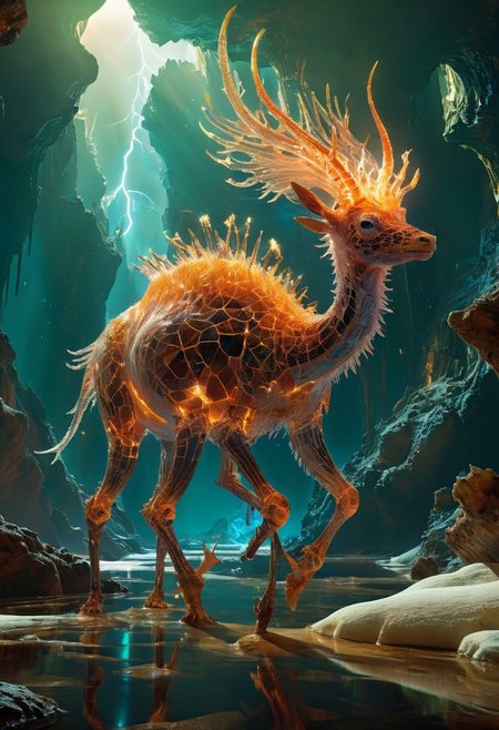 white desert oasis, salty earth, hyper detailed,  rusty, striking, animalistic, bite-sized, by Floris van Schooten  and by richard avedon, famous artwork inspired by (beeple:1.3) and (cliff nielsen:1.4), crystalline, fractal art, fantasy style, this peculiar life form, the "inquisitive plerkblortz" hides in the gnarling dense crystal jungles of the puffalorpled exoplanet "gazorpazorp secundus", covered in a metallic exoskeleton it ambushes its prey with (long crystalline appendages:1.4), dark, shadows, black, shadow hues, highly artistic, highly painterly, harmonic colors, expressive, ultimate aesthetic level, visible brushstrokes, masterclass artistry, vibrant energy, apocalyptic mood, atmospheric haze and dense fog, strong winds,  highly aesthetic, otherworldly, limited palette,  faded colors, washed out colors, extremely dark, extremely low key lighting, dark shadows, perfect composition, full panoramic shot translucent, transparent, glowneon, glowing, sparks, lightning
