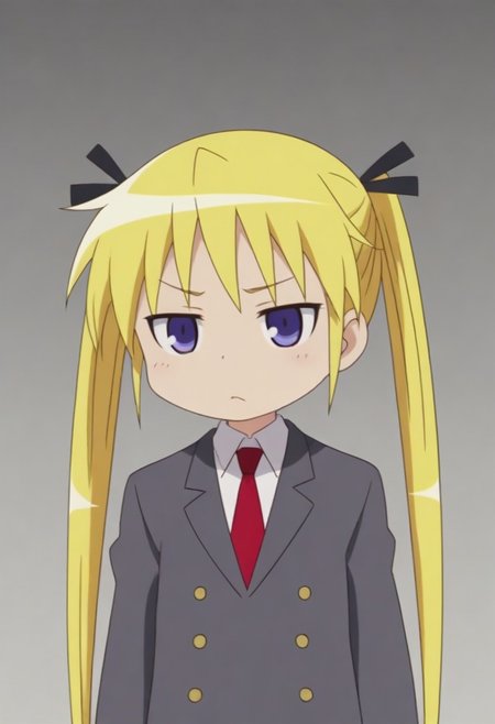 source_anime, anime screencap, source_anime, auratheguillotine, anime screencap, masterpiece, source_anime, shiny skin,,,,,,,sonyakmb, blonde hair, long hair, twintails, hair ribbon, purple eyes,, school uniform,