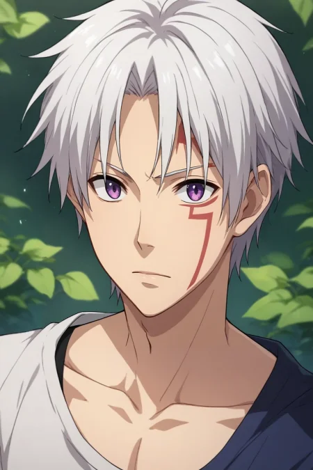 score_9, score_8_up, score_7_up, source_anime, rating_safe, , semi-realistic, , depth of field, 1boy, solo, male focus, <lora:allen_walker_pony:0.76>, allen_walker, white hair, purple eyes, short hair, , facial mark, hallow, , , <lora:sdxl_lightning_8step_lora:1>