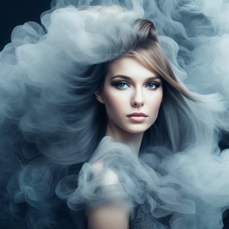 portrait of a young beautiful woman,studio lighting, HyperSmoke