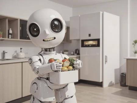 A household service robot designed for seamless integration into daily life, its body covered in a pristine white shell that blends effortlessly into modern smart homes. Its face, a simple yet expressive digital display, suddenly reveals a mouth that forms a human-like smile, complete with meticulously sculpted teeth that add an unexpected layer of realism. As it assists a family by carrying groceries and tidying up, its voice is warm yet unmistakably synthetic, making it feel almostâbut not quiteâhuman. The eerie balance between comfort and artificiality defines its presence in the style of ckcc.
<lora:ral-rbotth-flux:0.7> <lora:ck-chromatic-crusade_r1:0.8>