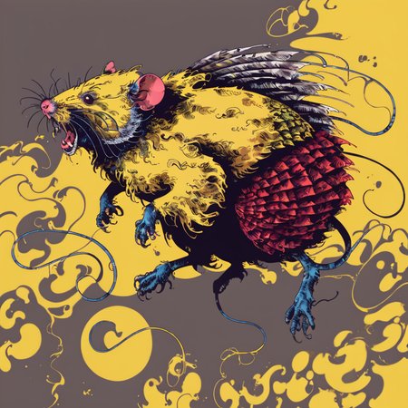 <lora:1v4n:1>1v4n mmxx fierce rat yellow background