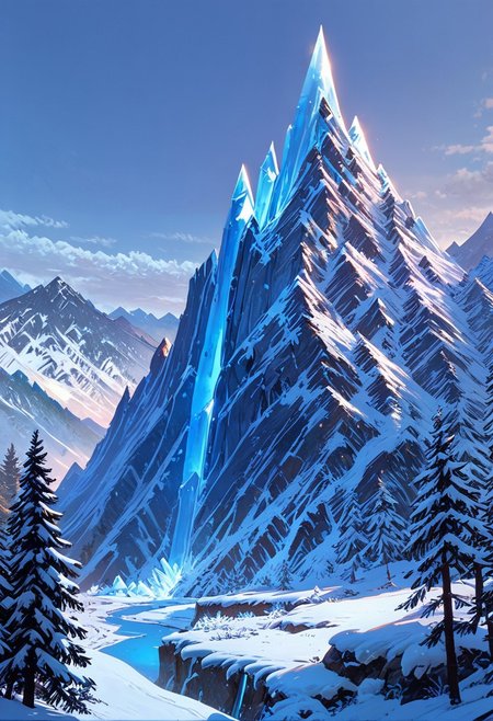 score_9, score_8_up, score_7_up, masterpiece, landscape, mountains, ice, ice world, snow, forest, epiCPhoto