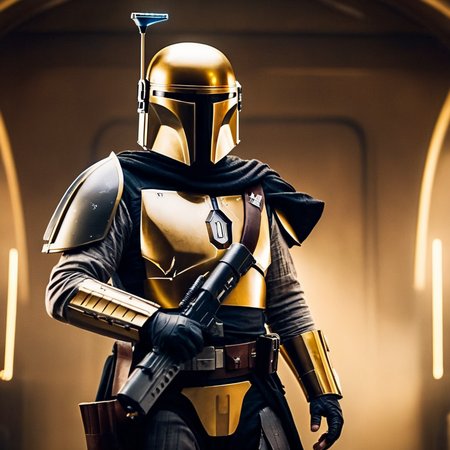 cinematic film still of  <lora:Mandalorian style:1.2>
in star wars universe a man in a golden helmet holding a weapon Mandalorian style, shallow depth of field, vignette, highly detailed, high budget, bokeh, cinemascope, moody, epic, gorgeous, film grain, grainy