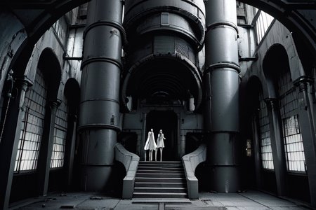 highly insanely detailed, masterpiece, top quality, best quality, highres, 4k, 8k, RAW photo, (very aesthetic, beautiful and aesthetic),  
tsutomu nihei,nihei_tsutomu,blame!,blame gakuen!,abara,TNstyle,sidonia_no_kishi,(hangar,giant room,megastructure in background,space,spacecraft,tunnel,stairs,mausoleum,sidonia \(ship\)),blm,open space,dark background,science fiction,no human,decrepit,futuristic,empty,dystopia,destroyed,cyberpunk,biomachine,bioluminescence,flock, 
<lora:blamev2:0.5>, 
(1girl:1.3), 
solo focus, 
japanese onsen,onsen,âââ
