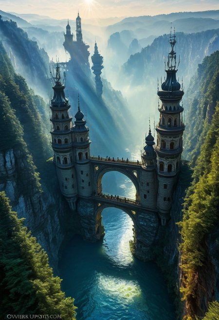 towers ringed in mist, sunrays, mixed media, surrealism, fantasy, great lighting, A surreal landscape highly detailed, extremely high-resolution details, appears trapped in an optical illusion of reflections and refractions colorful, Zhangjiajie mountains,  Vienna in contemporary Austria, baroque architecture, stone bridges, winding rivers extending to the horizon, professional photography, natural lighting, volumetric lighting maximalist. vivid, vibrant colors, intricately detailed, complex, elegant, expansive, fantastical, film photography style, medium grain, cmnt
 (8k uhd:1,4)