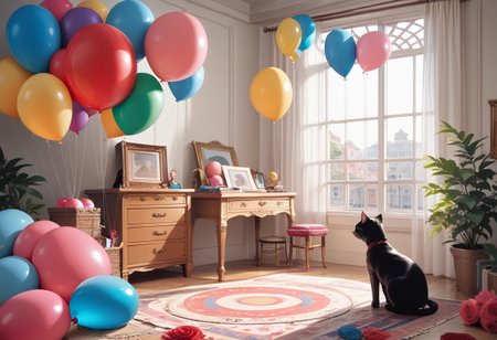 (masterpiece), (score_9, score_8_up, score_7_up,source_anime), best quality, ultra-detailed,24K, illustration, (Uncorrected), CG, 
Latex, 
Multiple balloons, huge balloon, 
cat balloon, animal balloon,