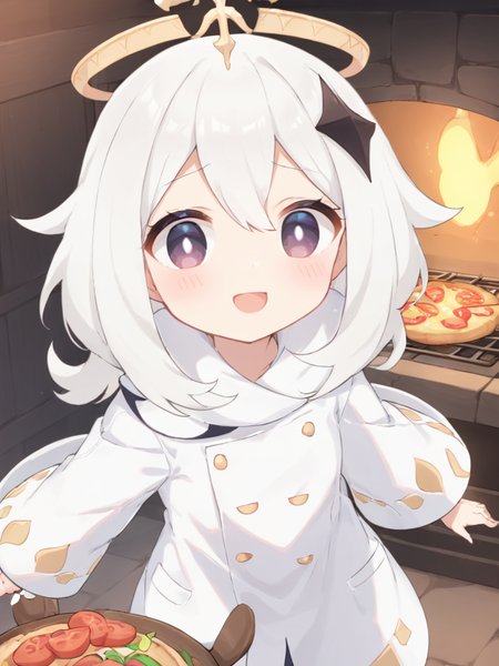 <lora:xl_paimeng girl2-000008:1>,paimeng girl,white hair,white cook coat