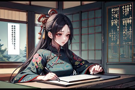 highly insanely detailed, masterpiece, top quality, best quality, highres, 4k, 8k, RAW photo, (very aesthetic, beautiful and aesthetic),  
(code_style,codestyle),english text,japanese text,traditional chinese text,(sympattern,geometric pattern:1.2),symbolic patterns,vignette, 
<lora:CodeStyle (half generic class)_564920:0.5>, 
(1girl:1.3), 1other, 
at dusk,âââ