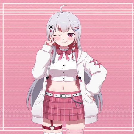 lazypos, girl focus, 1girl, virtual youtuber, skirt, streaked hair, tongue, multicolored hair, white jacket, one eye closed, solo, tongue out, long hair, jacket, shirt, navel, hood, white shirt, red hair, earrings, plaid, hair ornament, thighhighs, midriff, plaid skirt, bow, ahoge, hooded jacket, braid, thigh strap, jewelry, grey hair, looking at viewer, open jacket, white hair, x hair ornament, open clothes, pink eyes, bowtie, v, crop top, belt, red eyes, long sleeves, pink skirt, breasts, pleated skirt, blush, ;q, pink bowtie, Kamuoo, BartoStyle