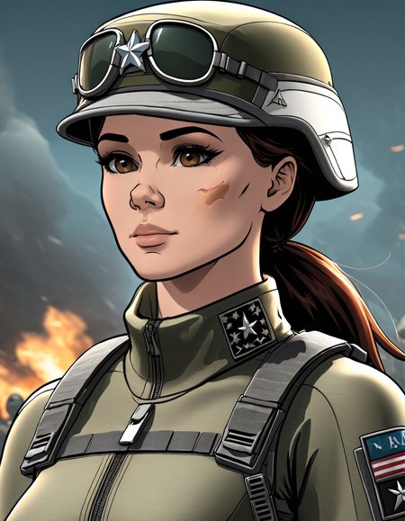 Skin Textures, High Resolution, High-Resolution Image, Cinematic, archerlora, 1girl, army