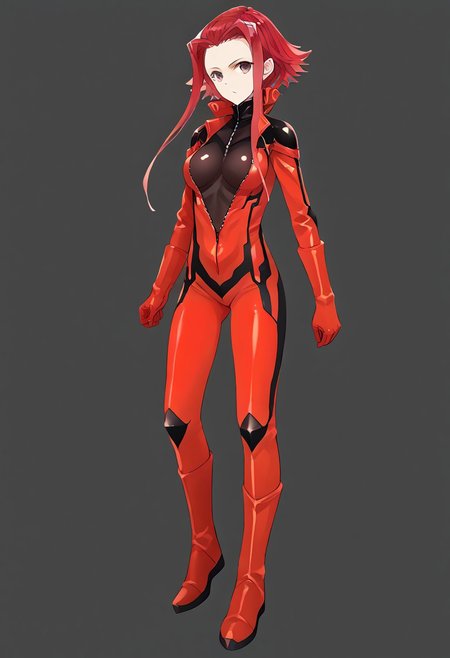 score_9, score_8_up, score_7_up, score_6_up, score_5_up, score_4_up, source_anime, 1girl, solo, 
izayoi_bikesuit, brown eyes, red hair, short hair with long locks, sidelocks, red bodysuit, bikesuit, skin tight, detached collar, open clothes, unzipped, full-length zipper, 
masterpiece, best quality, very aesthetic, absurdres,