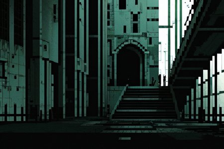 highly insanely detailed, masterpiece, top quality, best quality, highres, 4k, 8k, RAW photo, (very aesthetic, beautiful and aesthetic),  
tsutomu nihei,nihei_tsutomu,blame!,blame gakuen!,abara,TNstyle,sidonia_no_kishi,(city ruins,giant room,tunnel,stairs,mausoleum,megastructure in background,sidonia \(ship\)), 
<lora:blameLora_v10:0.5>, 
(1girl:1.3), 
solo focus, 
(in Venice),âââ