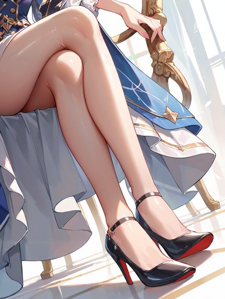 score_9, score_8_up, score_7_up,source_anime, high res image,masterpiece,best quality,(girl:1.0),cute face,clear skin,shiny hair,ultra detailed eyes,
 <lora:stiletto heels_pony_V1.1:1> stiletto heels, pantyhose,close up,crossed legs,sitting