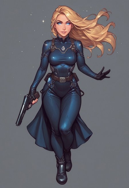 Photo of an extremely beautiful girl named Barbarella, in a bottle, wearing a space suit, full-clothed spacesuit dress, (skinny:1.2), cute, floating in space, eyelashes, rating_Explicit, pretty girl, vivid colors, detailed eyes, blue eyes, glowing eyes, blonde hair, long hair, bangs, malicious, medium chest,
in cosmic swirling space, magical atmosphere, stars, nebula, shooting stars, colorful, high contrast, enchanting, hypnotic patterns, neon wires, volumetric fog, glowneon, sparks, lightning
BREAK
((colorful big gun in hands, big cosmic pistol in hands))
score_9, score_8_up, score_7_up, score_6_up, source_cartoon, rating_explicit, Expressiveh, full body, dynamic pose
BREAK
Lond big sword in hands, grey background
score_9, score_8_up, score_7_up, score_6_up, source_cartoon, rating_explicit, Expressiveh, full body, dynamic pose