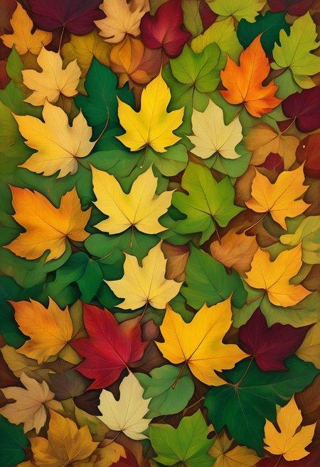 masterpiece, ultra HD, ultra detailed, ultra realist, hyperkraximalism, midjourneyv6.1, a pile of autumns color leaves, leaf, many leaves,