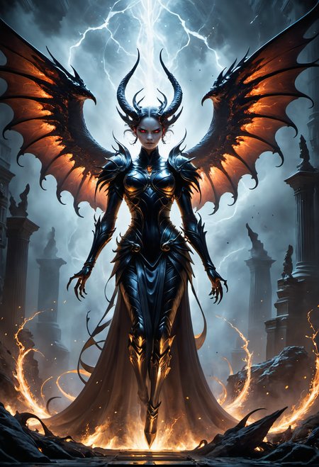 cinematic film still amaze the viewer with a masterful work of extreme artistry,the exacting precision of every brush stroke making the canvas come alive with awe inspiring visuals,a vengeful angel slaying demons in the abyss,the artist celebrating the triumph of a fallen goddess seeking revenge,her eyes dare the viewer to meet their gaze,otherworldly,demon infested hellscape,intricately detailed masterpiece . shallow depth of field, vignette, highly detailed, high budget, bokeh, cinemascope, moody, epic, gorgeous, film grain, grainy