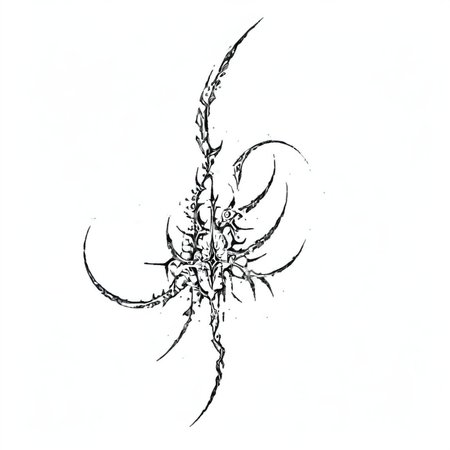 <lora:v1.4_CYBERSIGILISM:1> masterpiece, best quality, cybersigilism, neotribal, tribal tattoo style, sketch, highlights, sparkle, gradient, greyscale, monochrome, no humans, white background, simple background, solo