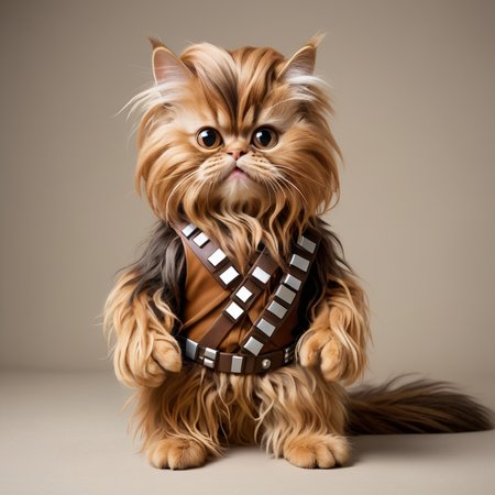 anthropomorphic cat as chewbacca