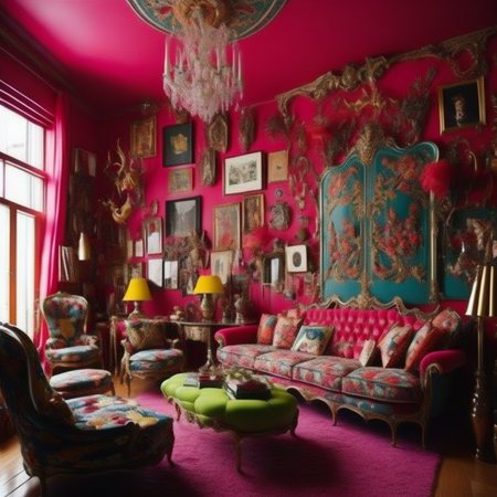 <lyco:kitsch_style_interior_design_Sa_May:1.0> kitsch  style interior design  room