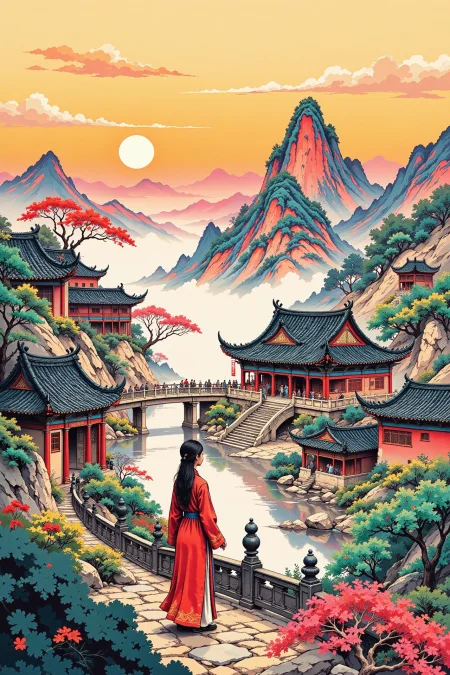 Beijing, China beautiful  anime landscape, early morning, woman, very intricate, very detailed, sharp, bright, colorful, <lora:Hand v2:0.5> <lora:Anti-Blur:1><lora:Insane Detail Slider:0.25>  <lora:flux.1_lora_flyway_Epic-detail_v2:0.3> <lora:fluxenhancer:0.25> <lora:ROWER:0.6> <lora:flux-charmer-v1-1:0.4> <lora:Chinese_Ink:0.6> chinese ink style