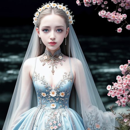 original, (masterpiece), (illustration), (extremely fine and beautiful), (perfect details), (beautiful and clear background:1.25), (depth of field:0.7), (stands aside the river:1.15). (cute:1.3), (detailed beautiful eyes:1.3), (beautiful face:1.3), silver hair, silver ear, (pink hair:0.7), (pink ear:0.7), long hair, (hair blowing with the wind:1.1), (blue eye:1.1), (female internet celebrity:1.2), butterflys flying around, (moon light:0.6), tree, (summer), (night:1.2), (close-up:0.35), (gloves:0.8), solo,full body,hjy<lora:hjy-10:0.7>