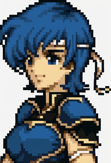 score_9, score_8_up, score_7_up, source_anime, 1girl, solo, smile,
<lora:zs_FE4PortraitsXL:1> fe4portraits, portrait, pixel art, white background
,<lora:FarinaFE_SDXL:1>,Farina_SDXL,blue hair, blue eyes, short hair, headband, large breasts, bandages, breastplate,shoulder armor