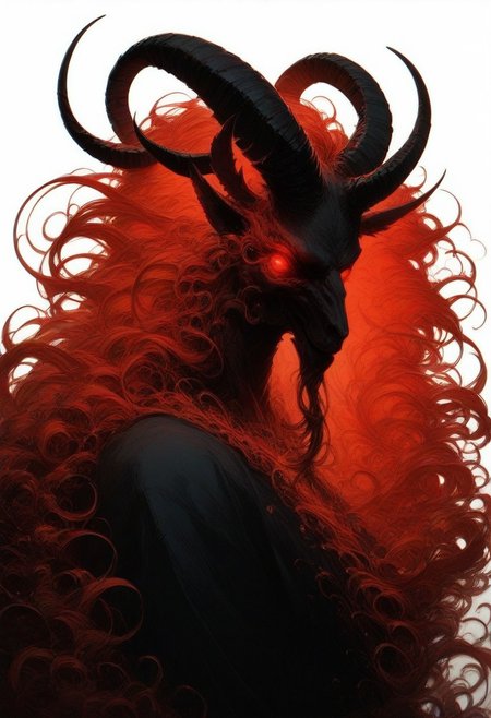 (score_9, score_8_up), score_7_up, zPDXL, 
1girl, solo, flowing hair, glowing red eyes, curved ram horns, sharp ears, red skin, demoness, cradling a black sheep, stark white background, limited red palette, monochromatic, eerie atmosphere,
big butt, booty, bubble butt, seductive,
 <lora:GRIM_v1:0.9>, Expressiveh, emeraldmorph