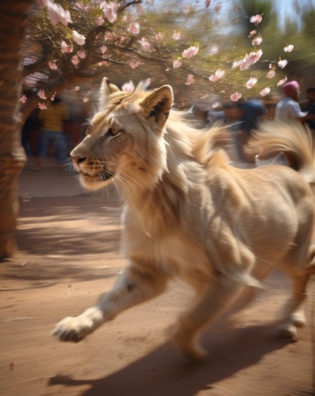 Aslan , inside a Morocco, blossoms, Confused, Motion blur, Colorless,  <lora:Dont_Stop_Me_Now:1>