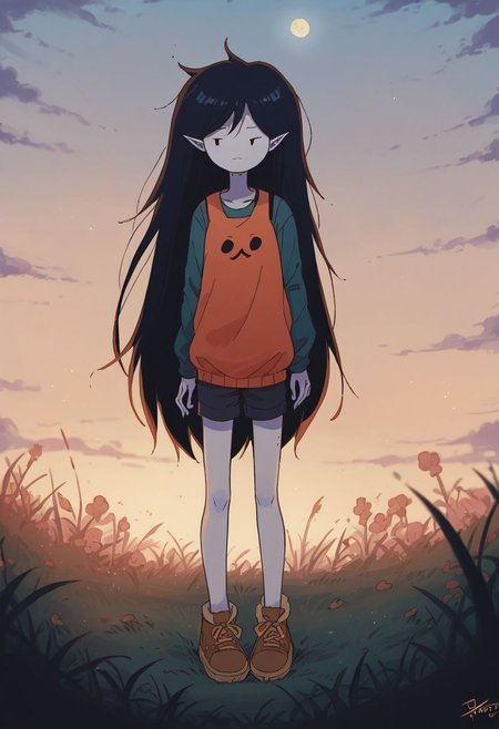 score_9, score_8_up, score_7_up, m4rc3l1n3,1girl,dot eyes,grey skin,marceline abadeer from adventure time, full body,naturally skin imperfections, extremely detailed skin,i can't believe how beautiful this is, serene atmosphere, flickering light, epic realistic,art by greg rutkowski and artgerm, soft cinematic light, (depth of field:1.4), faded, (neutral colors:1.2), (muted colors:1.2), (artstation:1.4), cinematic, warm lights, dramatic light, complex background, (rutkowski:0.66), (teal and orange:0.4), hdr, (intricate details, hyperdetailed:1.15) (skin texture:1.2), source_cartoon, in the style of adventure time, Expressiveh, zPDXL