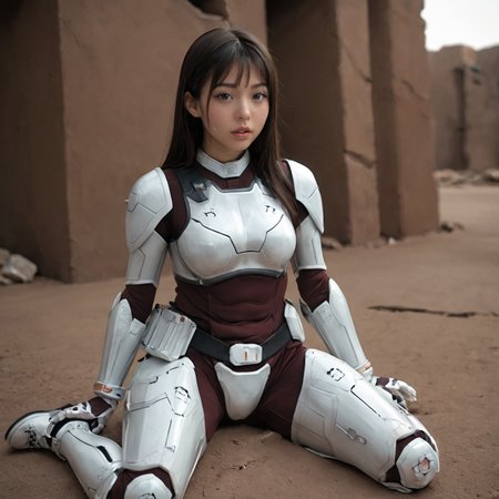 score_9,score_8_up,score_7_up, orgasm face,eyes,shiny oild skin,looking at viewer,sweat,
terraformarsmoviebodysuit, armored bodysuit, black bodysuit, white armor, boobplate, shoulder pads, wrist guards, black gloves, white gloves, utility belt, belt pouch, hip armor, crotch plate, thigh armor, knee pads, shin guards, armored shoes, on rubble, night, Green Desert, sitting, 
 <lora:Terraformars:0.85>