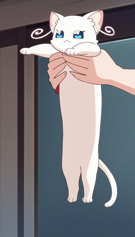 score_9, score_8_up, score_7_up, source_anime, anime coloring, anime screencap, 
cat, yuki, floating, <lora:mayu.pony:1> 
IncrsXLLCM, full body, chibi, holding animal, <lora:LongCatMeme_XLPD:1>