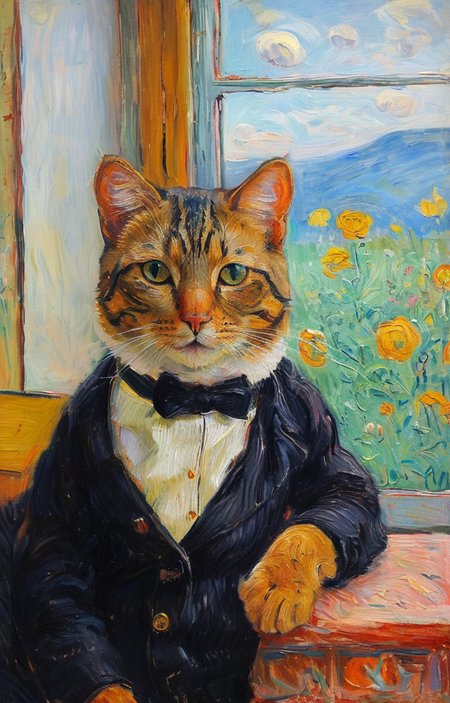 masterpiece,best quality,<lora:tbh126-sdxl:0.8>,portrait of cat,oil painting,style of Pierre Bonnard,