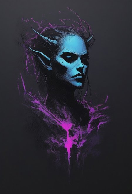 arthw24neon,
In a fantasy dungeon, a mysterious female dark silhouette, succubus, demon