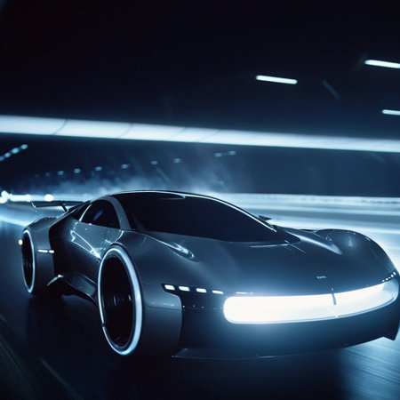 cinematic film still of <lora:add-detail-xl:0.1>1
<lora:detailed:0.3> realism
<lora:perfection style:0.2> perfect
<lora:eyetune:0.6>
<lora:xl_more_art-full_v1:0.1>
<lora:Ron Fricke style:0.3>
<lora:Unreal Engine style:0.3>
<lora:TeethXL:0.3>
<lora:Chiaroscuro Lighting Style:0.3> Chiaroscuro Lighting Style
 <lora:Tron style:1>
In a futuristic sci-fi glowing world a car driving down a road with a bright light,no humans,ground vehicle,building,scenery,motor vehicle,science fiction,city,road,vehicle focus,motorcycle,street , action movie themed, science fiction movie themed, sharp, detailed, epic cinematic photography, artistic, dramatic light, cinematic color style, Kodak film style, Tron style, shallow depth of field, vignette, highly detailed, high budget, bokeh, cinemascope, moody, epic, gorgeous, film grain, grainy