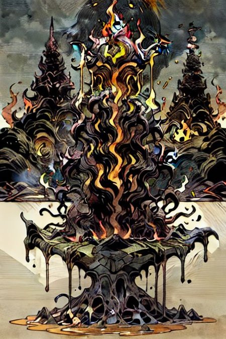 (masterpiece:1), (best quality:1), LavaMecha, Pompeii, volcanic eruption, (fire, brimstone:1.2)