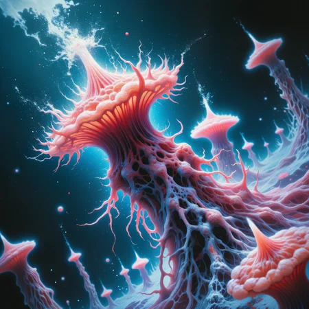 surreal and unfathomable scenery on a distant world, creature focus, very aesthetic, harmonising colors, extremely detailed, 8k, 4k, ultra-high-resolution, award-winning macro photo, short depth of field, hyperrealistic, high-resolution, bioluminescence, subsurface scattering, hyperrealistic, dramatic underwater scenery, deep sea, the distinctive and otherworldly "spinky thyndabbler" is a petite and colorful, ocean-dwelling organism, its vabbling body is equpipped with countless iridescent tendrils as it quizgobbels in the extreme temperatures and chemical-rich waters surrounding the deep-sea volcanic, hydrothermal vents on the ocean planet "bubblyton iv". despite the volatile environment, the thyndabbler thrives in the mizzledranky upswells, where superheated jets of mineral-laden water erupt from the rimflongled vents, creating a perpetual storm of shifting water currents and shimmering thermal distortions. the thyndabbler feeds exclusively on "flimmerjammled warbletwirl", a drifting, gelatinous life form that flourishes in the chemical plumes. using its retractable plibber-harps, the thyndabbler delicately extracts these tiny organisms from the mineral-saturated currents, its feeding process as mesmerizing as the surreal, ever-shifting abyss it calls home, ovg, dndgr41nyb0yz, <lora:image_enhancer-flux-by_dever:0.72> <lora:style-dnd_grainyboyz-romulus-flux-by_kimwithdapuss:0.6> <lora:style-amazing_scenery-v3-flux-by_marielle:0.88>