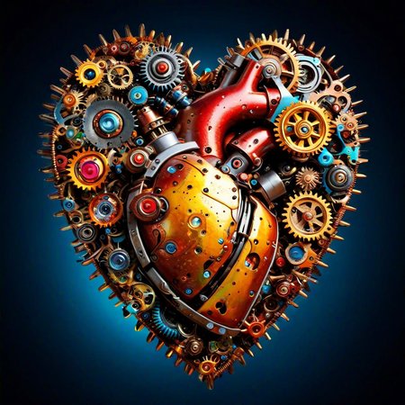 sfw,  dynamic splashes, bright colors, high contrast,  a robot heart made of roast gears with colourful metal , hyperdetailed, photorealistic,<lora:challenge\gearstyle-000001.safetensors:0.8500000000000002:0.8500000000000002>