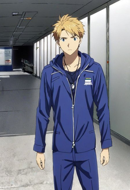 high resolution, solo, best quality, 1Boy, Yamato Ishida, Blond Hair, Necklace, lounge suit, hood, airport terminal, wide windows, viewing plane,  OverallDetail