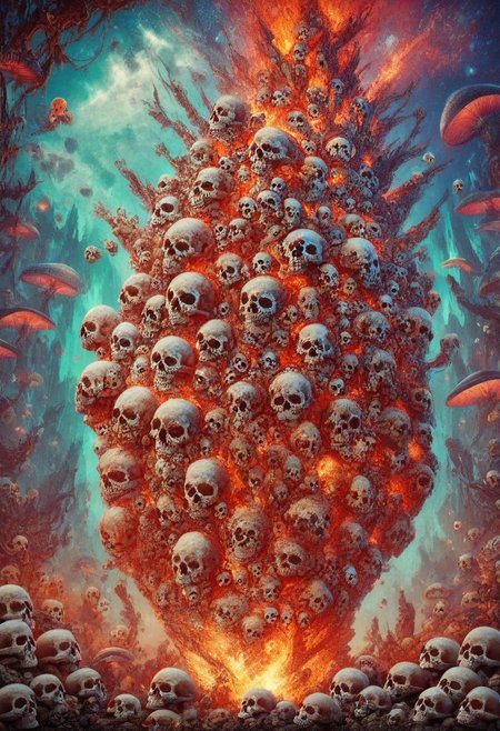 score_9, score_8_up, score_7_up, score_6_up, score_5_up, score_4_up,  A playful, nuclear explosion  made with skulls