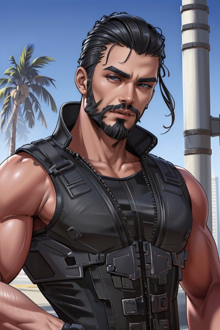 (photorealistic:1.4), <lora:TacticalAssautV1:1>, (masterpiece:1.4),(best quality:1.4)(high_resolution:1.1) , (1man, male body, male face, oily skin, wearing tactical_assaut t-shirt gloves), ((upper body)),  ((thin hair, realistic hair:1.2)), ((thin beard)),
<lora:muscle_slider_v1:2>,
<lora:weight_slider_v2:-1>,
<lora:hair_length_slider_v1:1>,
<lora:Background_Detail_v3:0.4>,
<lora:add_detail:0.5>