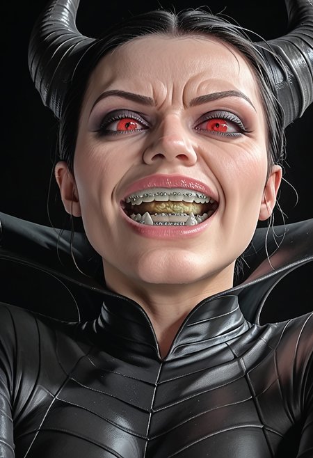 masterpiece, best quality, amazing quality, very aesthetic, absurdres, very awa, (22 year old woman, solo, maleficent) couch, <lora:Liking_Masturbation-000014:1.0> rating_safe<lora:Braces_Only:1.2> close-up br4c3f4c3, teeth,from below,looking sexually frustrated,