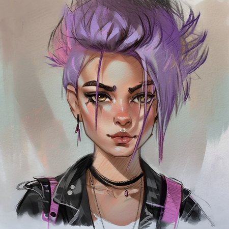 drawix16 portrait of a beautiful punk girl <lora:drawix16:1>