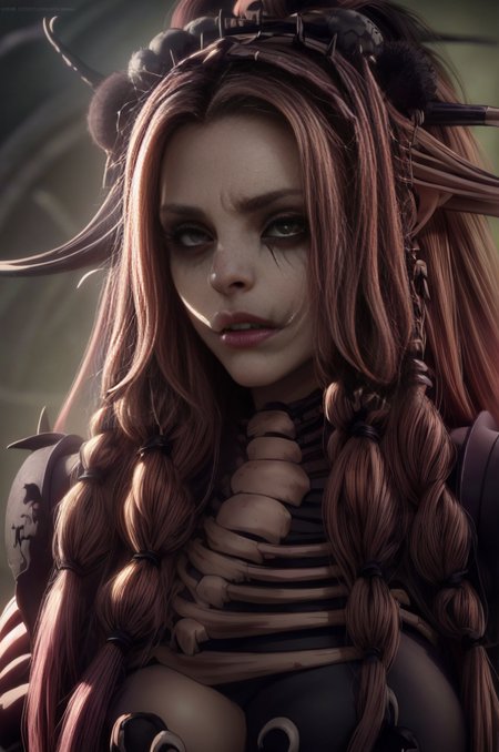 realistic analog photo, award winning photo, 
<lora:more_details:0.7> 
<lora:Marin:0.8> kitagawa marin, long_hair, blonde_hair, bangs, red_eyes, medium_breasts, parted_lips, gradient_hair, multicolored_hair, pink_hair,
 <lora:OrcWarrior:0.75> orcw, green colored skin, tusks, dreadlocks, 
<lora:edgBonesv1:0.75> wearing edgBones, dress with skeleton bones, dress with skeletal bones, bones,
  <lora:Evil:0.75> evilrealm, foggy wasteland, curde watchtower, 
 ,
high-quality, crisp, sharp, professional-grade, high-resolution, fine detail, accurate colors, low noise, fast shutter speed, wide dynamic range, precise focus, RAW, highres, 8k, uhd, High Dynamic Range, tonemapping, crisp details,