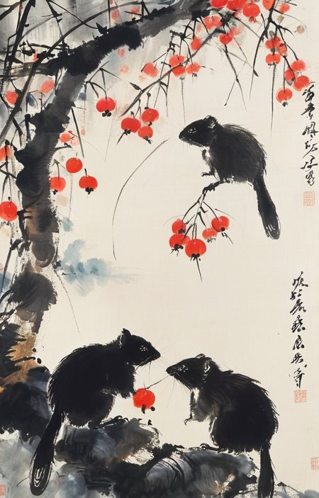 masterpiece,best quality,<lora:tbh170-sdxl:0.9>,illustration,style of Qi Baishi