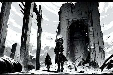 highly insanely detailed, masterpiece, top quality, best quality, highres, 4k, 8k, RAW photo, (very aesthetic, beautiful and aesthetic),  
tsutomu nihei,nihei_tsutomu,blame!,blame gakuen!,abara,TNstyle,sidonia_no_kishi,(giant room,space,spacecraft,sidonia \(ship\),city ruins,hangar,tunnel,megastructure in background,mausoleum,stairs),star \(sky\),starry sky,bridge,cables,tubes,industrial pipes,air conditioner,machinery,drainpipe,bones,lantern,light particles,letterboxed,buildings,ventilation fan,ventilation shaft,fog,fence,gauna,gauna mech,walkway,clouds,toha heavy industries,wire,dome,science fiction, 
<lora:ABARA:0.8>, 
(1girl:1.3), 
solo focus, 
plaid background,âââ